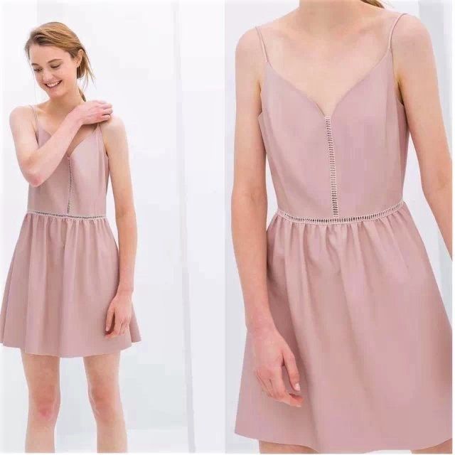 Vestido rosa zara com etiqueta