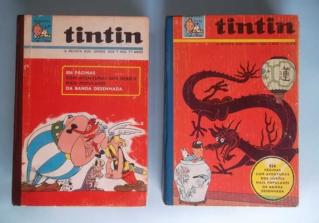 TINTIN - 5º ano completo - Volumes 9 e 10 - Encadernações editoriais.