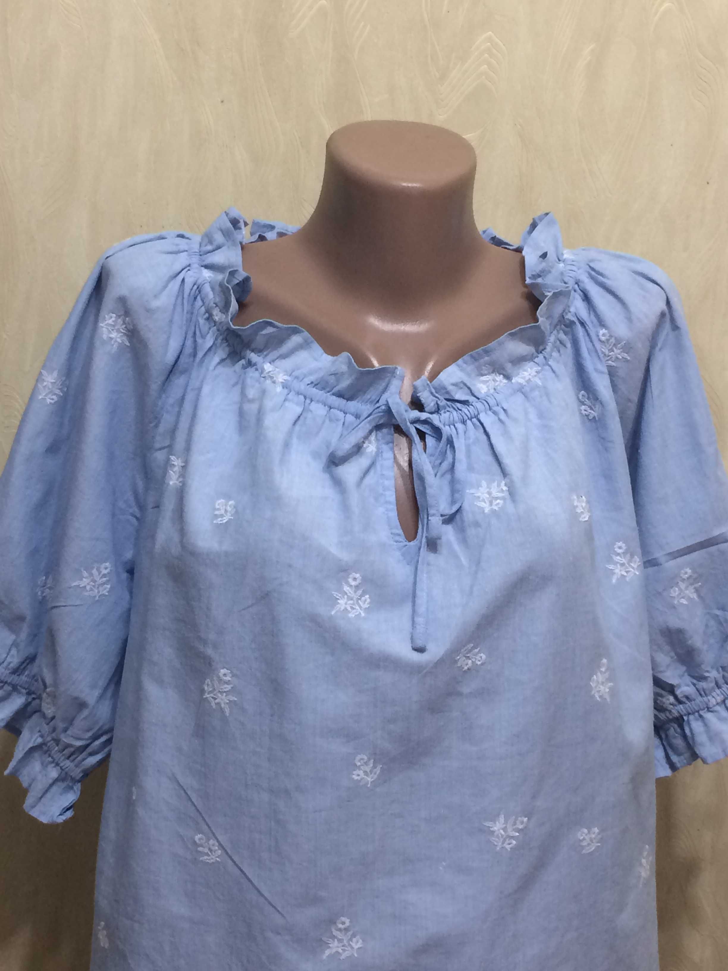 Коттоновая блуза с вышивкой f&f , р.48-50