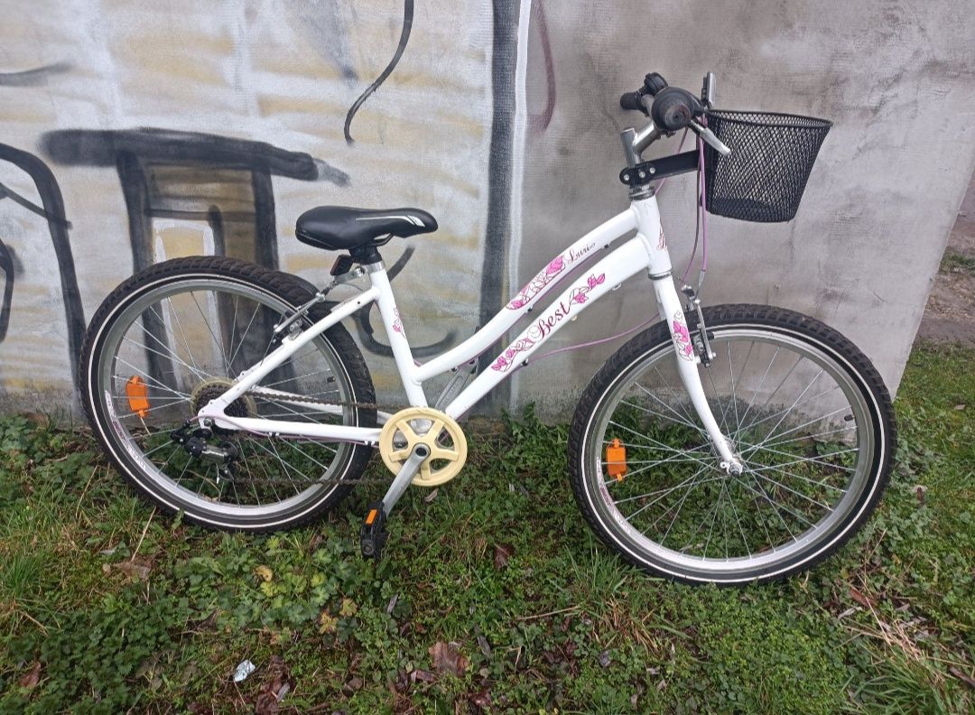 rower dla dziewczynki BEST LURI biało różowy
