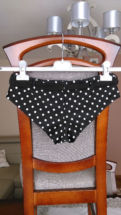 Majtki bikini kąpielówki strój kąpielowy groszki czarne kropki