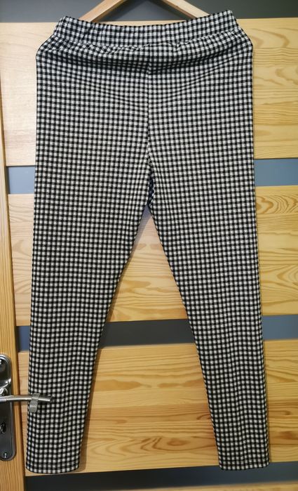 Leginsy spodnie ze stretchem w pepitke kratkę Bonprix 42 Rainbow