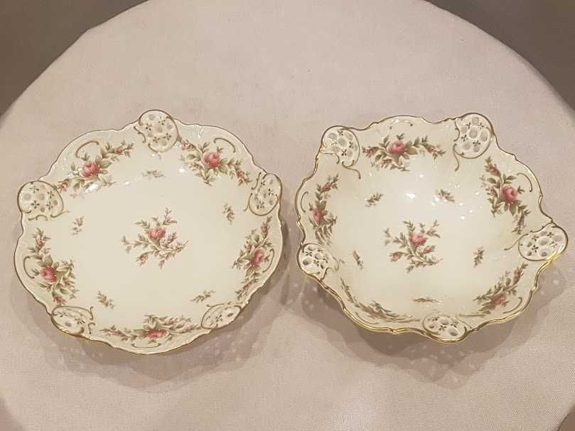 Patera na nogach oraz misa "Moliere Moosrose", porcelana Rosenthal