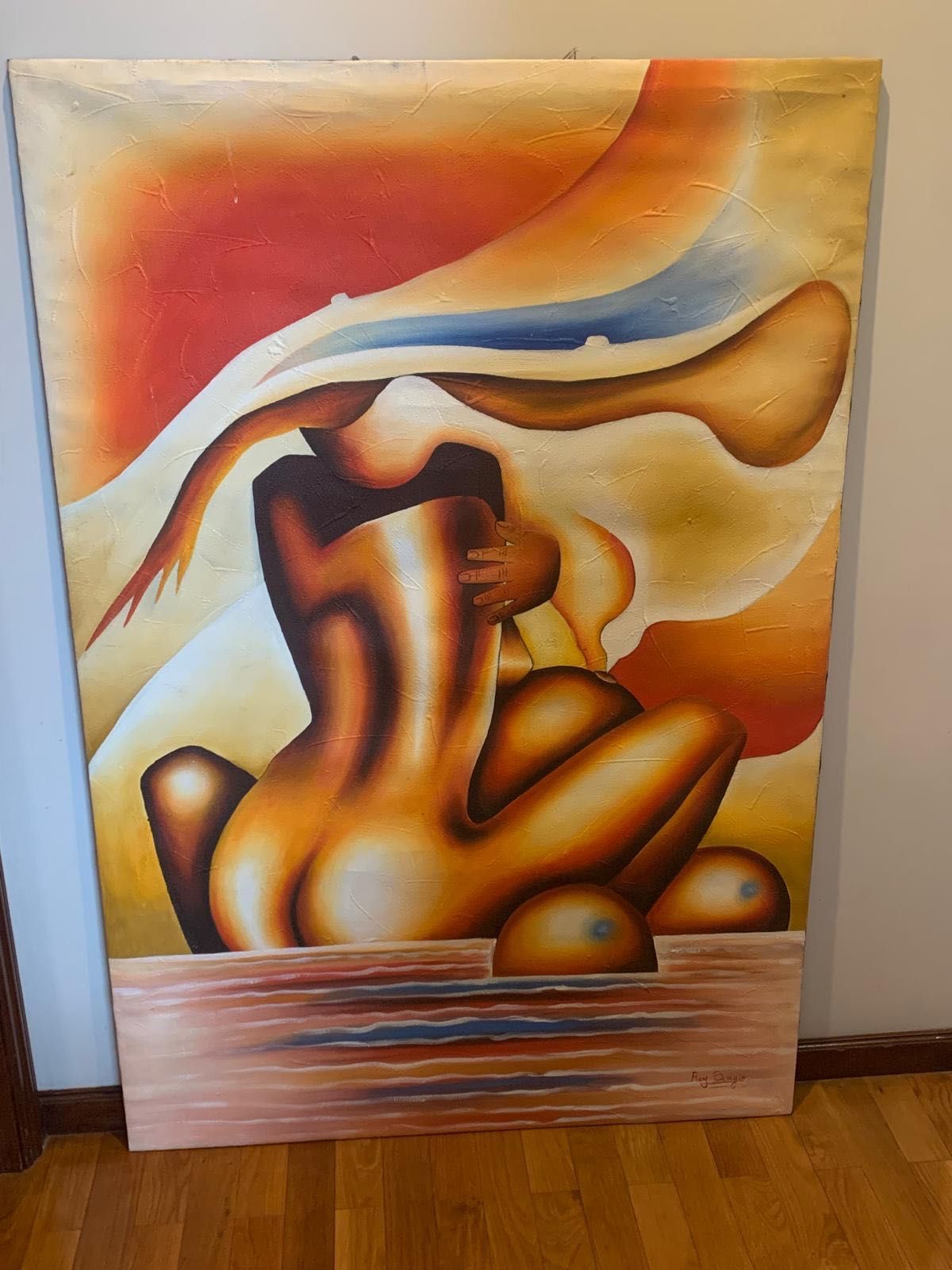 Pintura em tela grande e nova