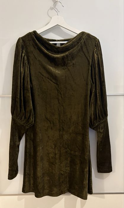 Sukienka Ralph Lauren L butelkowa zieleń welur wiskoza Święta premium