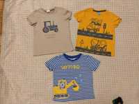 3x t-shirt chłopięcy traktor koparka pojazdy r.92/98