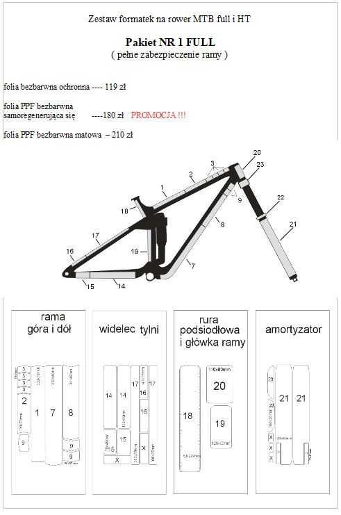 Folia ochronna na rower gotowe uniwersalne formatki