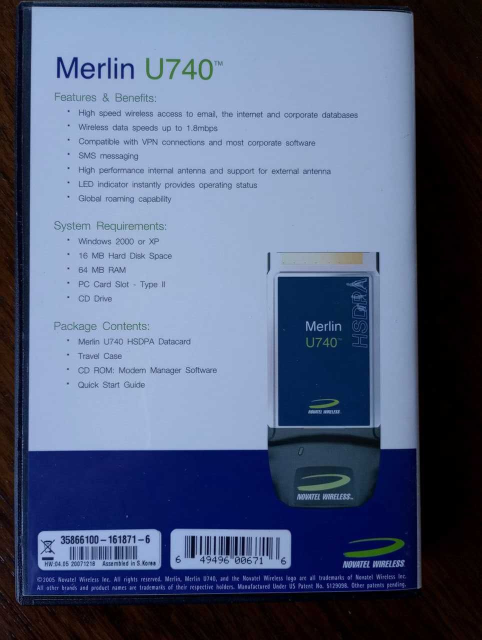 Modem internetowy GSM 3G Merlin U740 PCMCiA