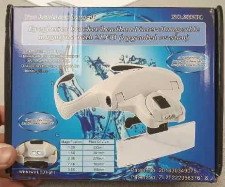 Óculos Lupa 5 lentes intercambiáveis (1,0X, 1,5X, 2.0X, 2,5X, 3,5X)