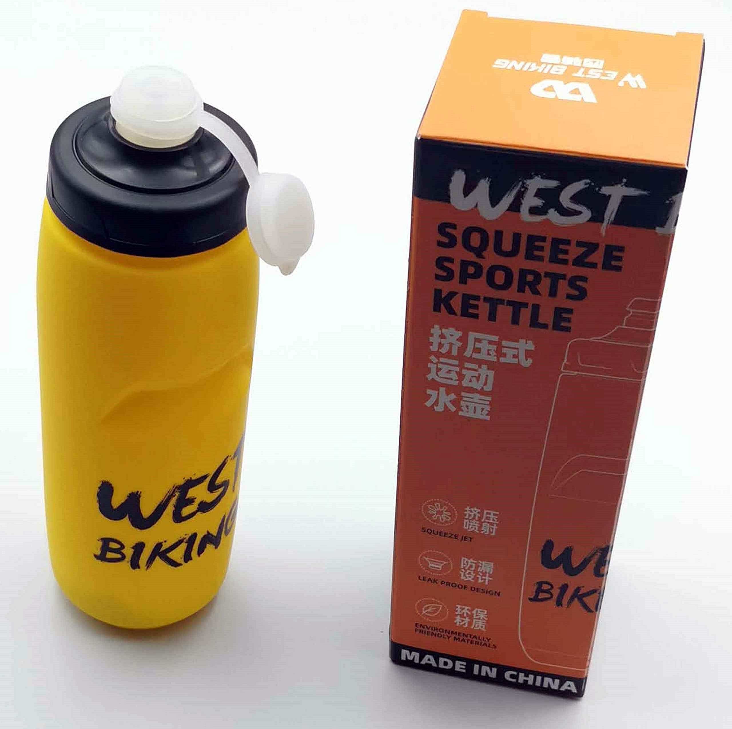 WESTBIKING Bidon 750 ml Ergonomiczny Bezpieczny Wolny od BPA żółty