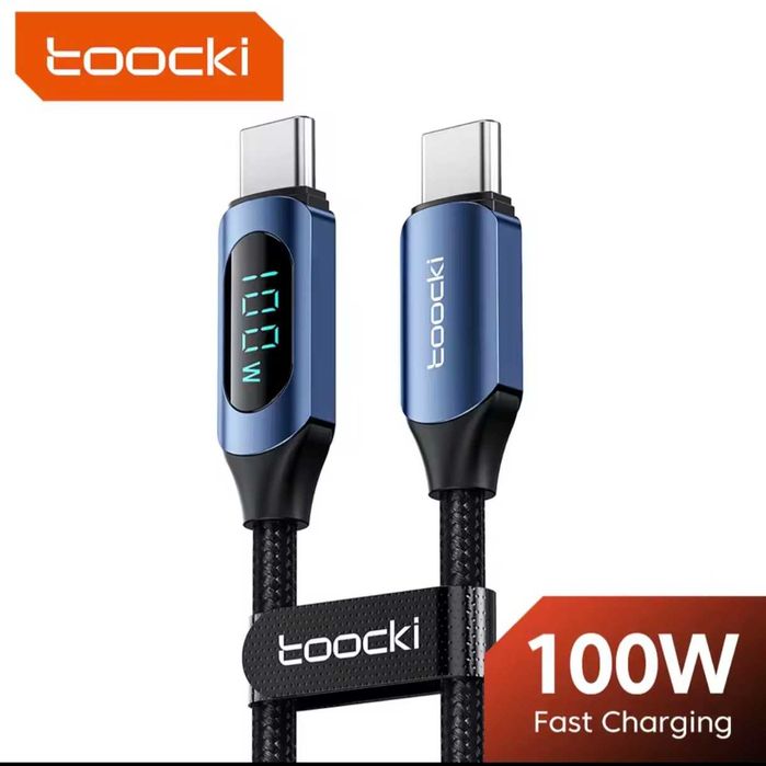 НОВЫЙ Кабель Toocki 100W Type-C to Type-C 1 м для Android с дисплеем