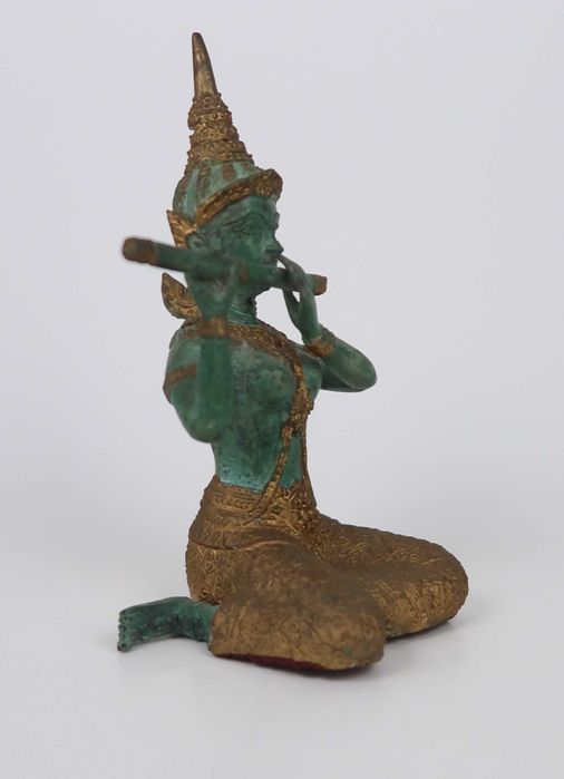 Buda Tailandês em bronze patinado - Tocador de Flauta