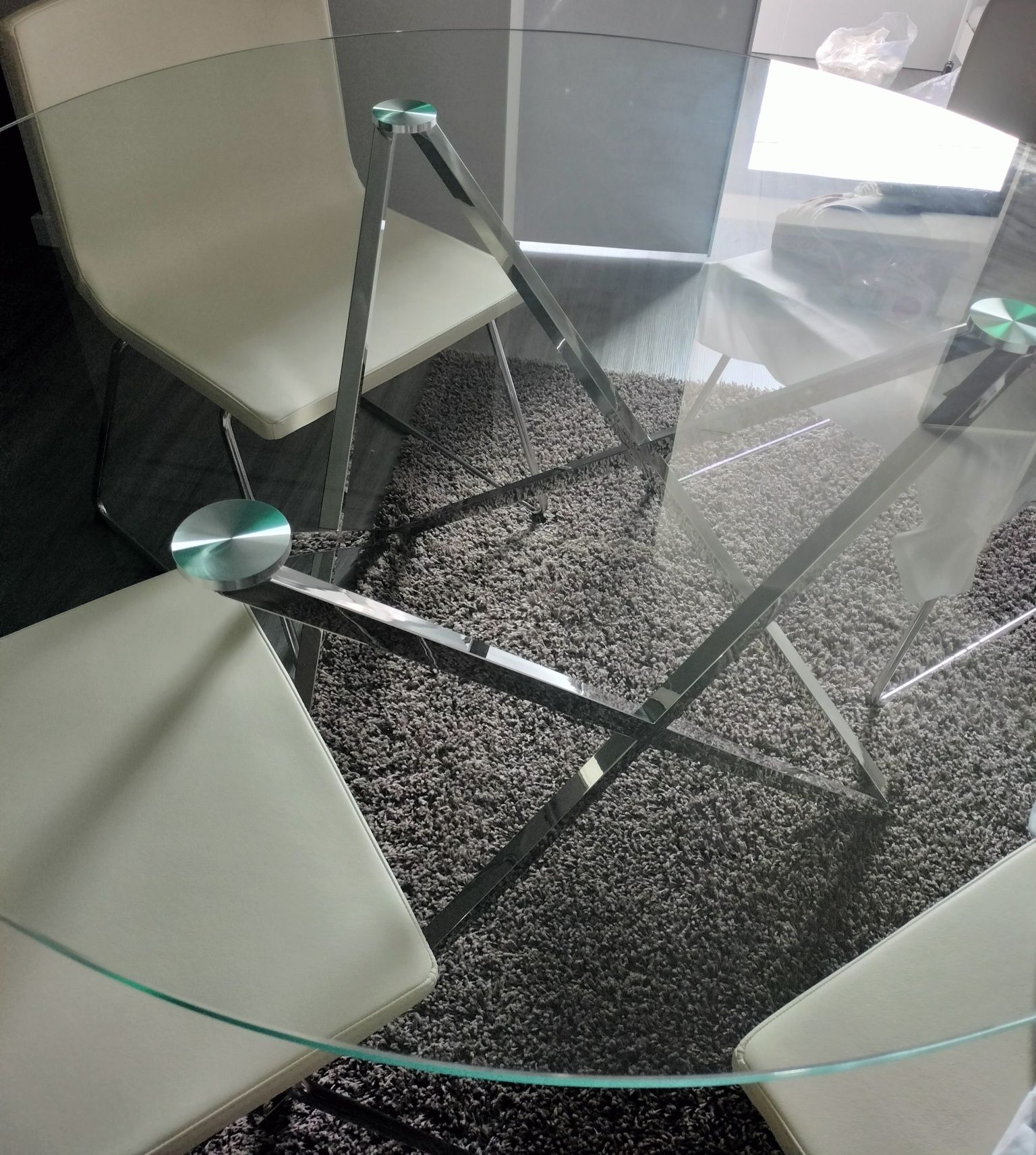 Mesa jantar nova em tampo de cristal