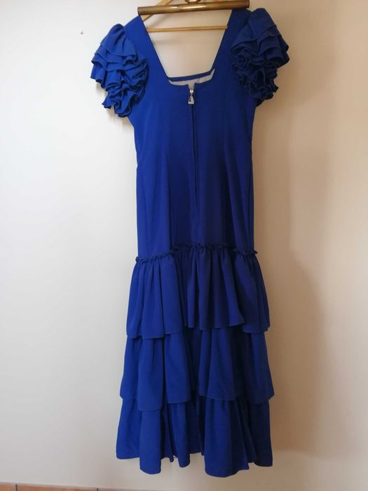 Vestido Sevilhana novo, nunca vestido, azul, 46
