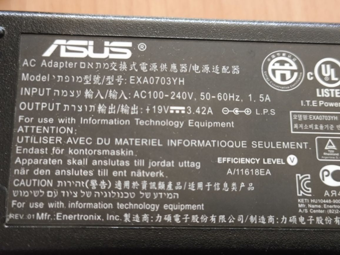 Carregador original Asus EXA0703YH 65W 5.5*2.5mm
Reembolso em
30 Dias