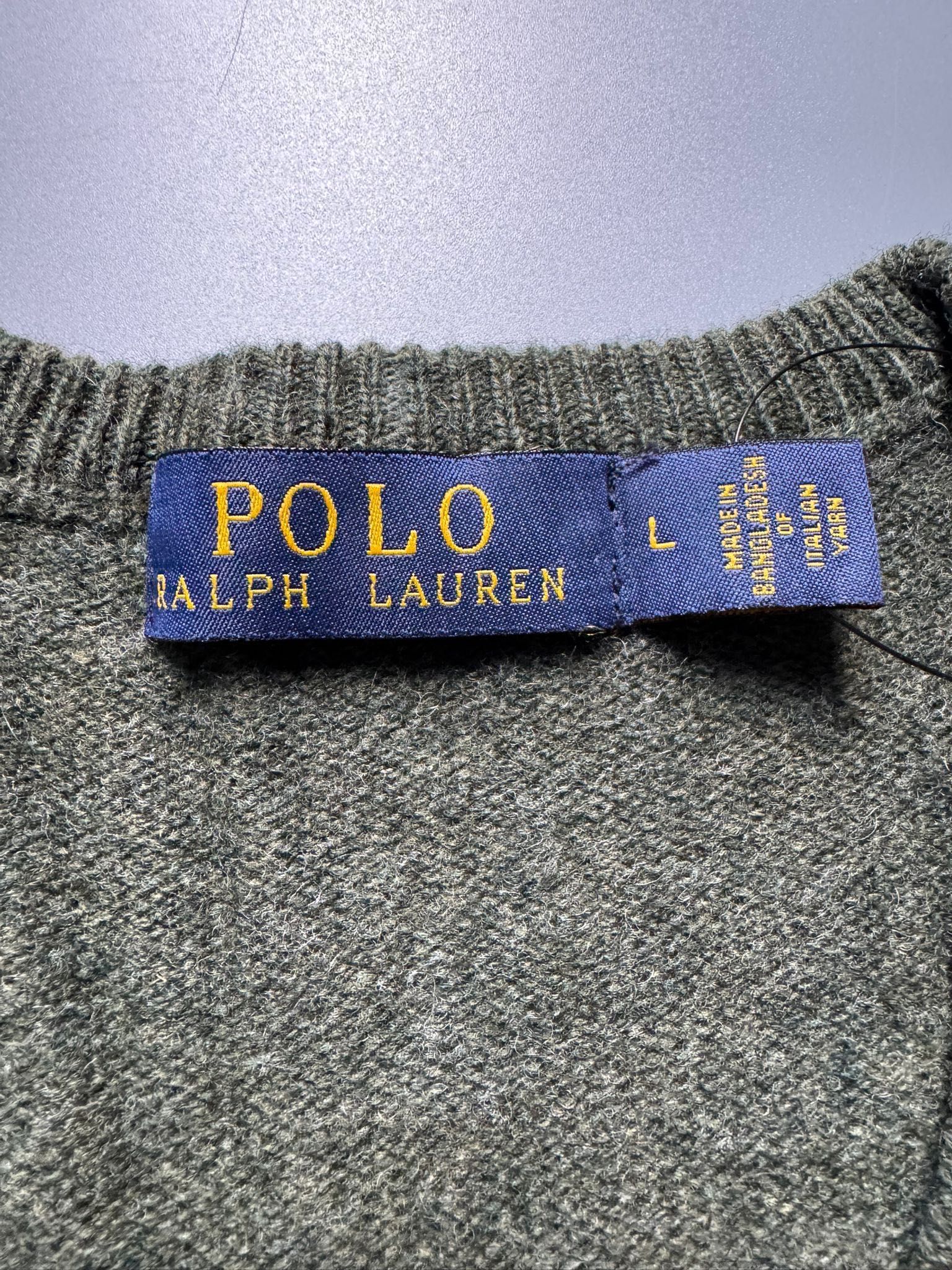 Nowy Oryginalny Sweter Męski Wełniany POLO RALPH LAUREN oliwkowy L