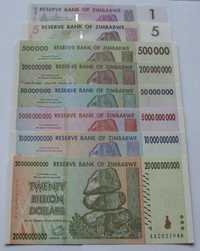 Banknoty ZIMBABWE - Zestaw !!! Stan Bankowy UNC !!! Kolekcjonerskie