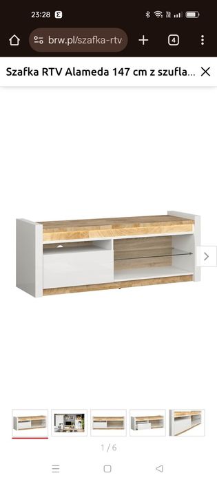 Szafka RTV Alameda 147 cm z szufladą i półką biała