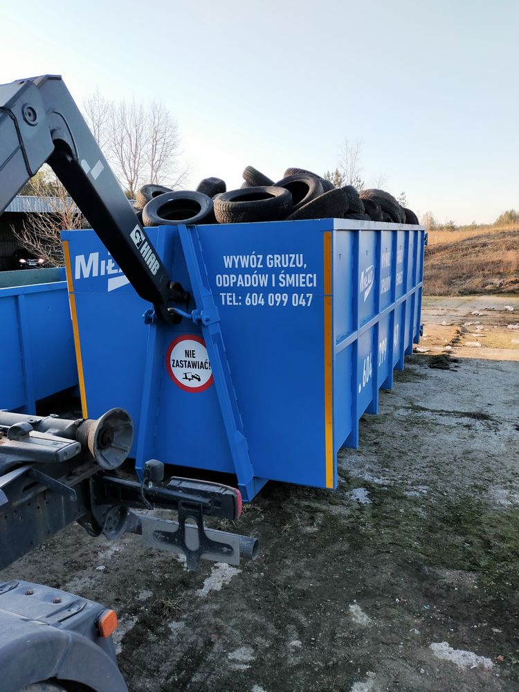 Kontenery na odpady gruz śmieci ziemię (BDO wywóz transport przyczepa)