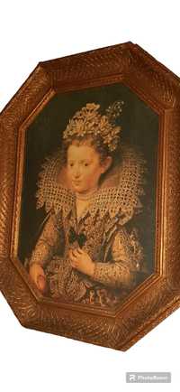 Antiga  e Lindíssima  Pintura Óleo Da Princesa  Eleonora Gonzanga