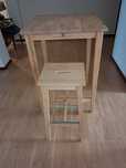 Conjunto IKEA -Mesa alta +2 bancos em Madeira Maciça