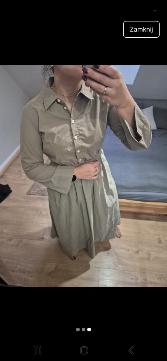 Sukienka zw Collection Zara r. S khaki midi