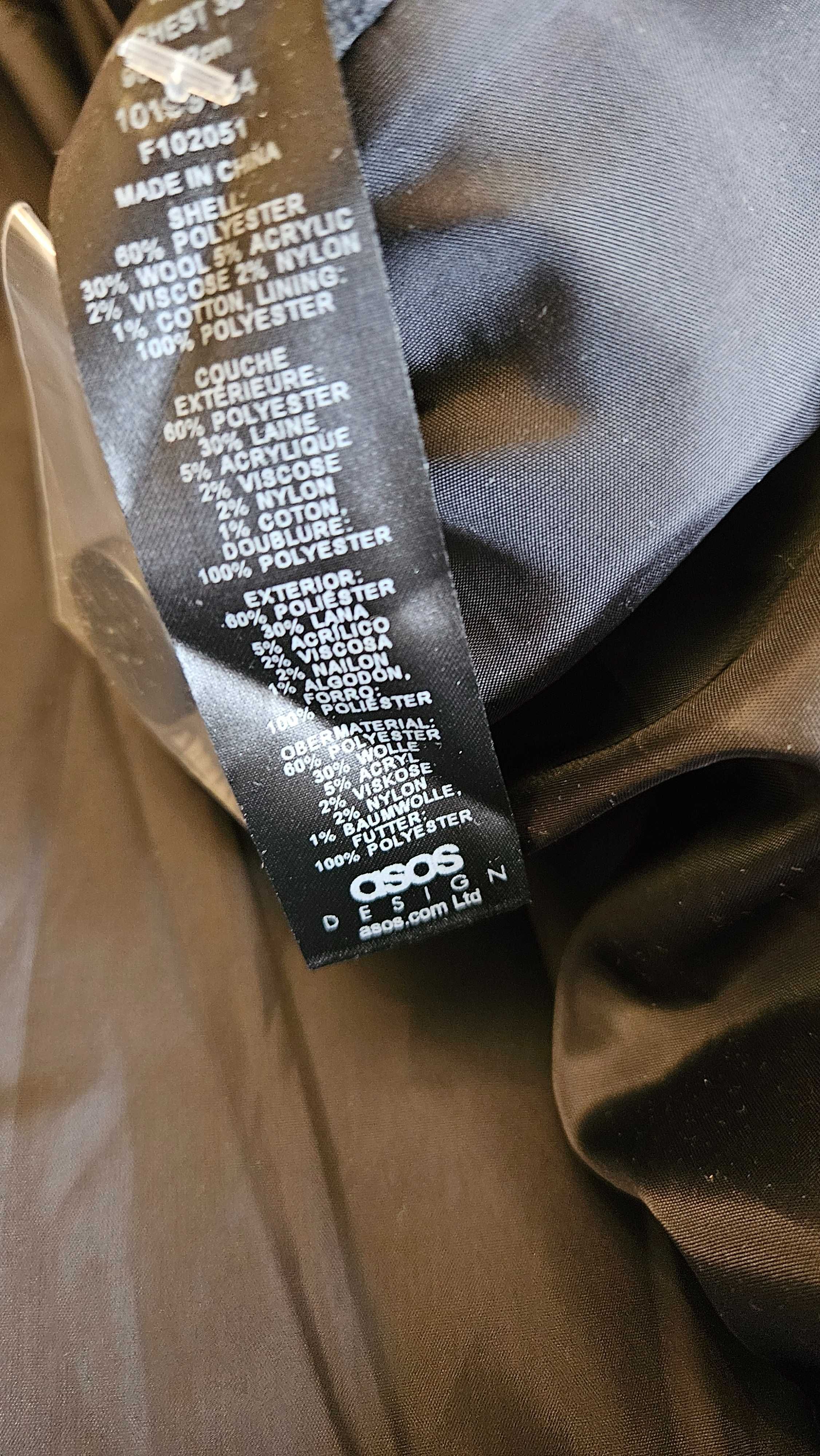 Szary wełniany męski płaszcz ASOS