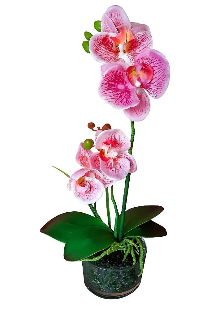 Storczyk sztuczny kwiat w doniczce silikonowy orchidea biały różowy