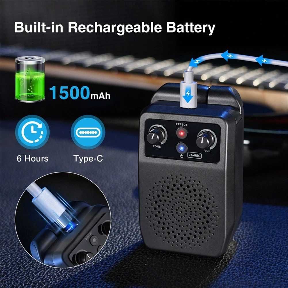 Wzmacniacz gitara instrumenty przenośny akumulator efekty Bluetooth