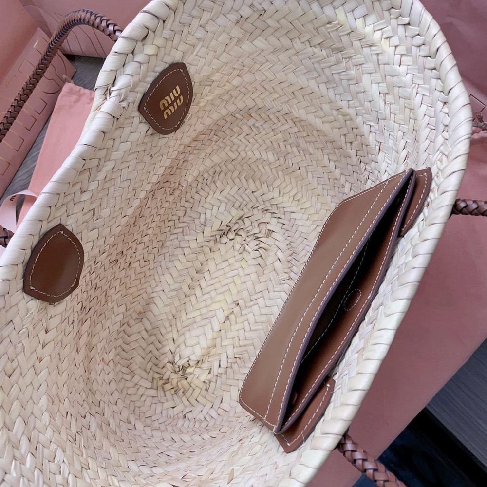 Koszyk Miu Miu Raffia Neutral