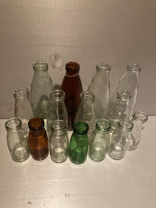 Butelki po mleku śmietanie prl