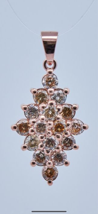 Złoty piękny wisior 14K z naturalnymi diamentami 16szt. 0,64ct certyfi