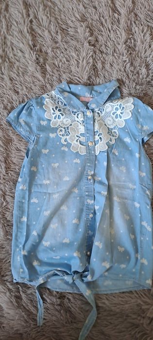 Bluzeczka jeansowa dla dziewczynki rozm 152z wiązaniem i koronką