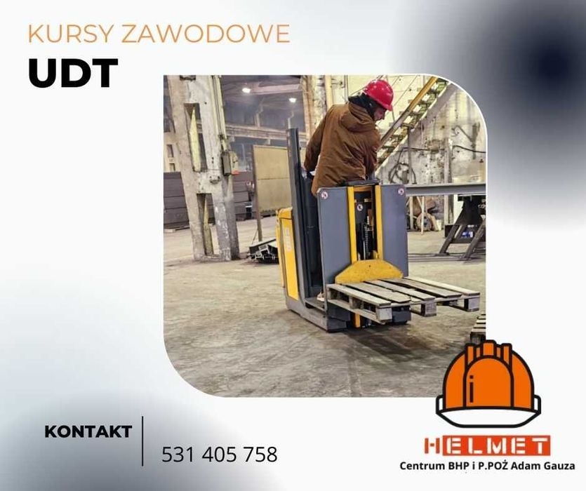 Kurs zawodowy UDT wózek widłowy, suwnica, podest  + egzamin