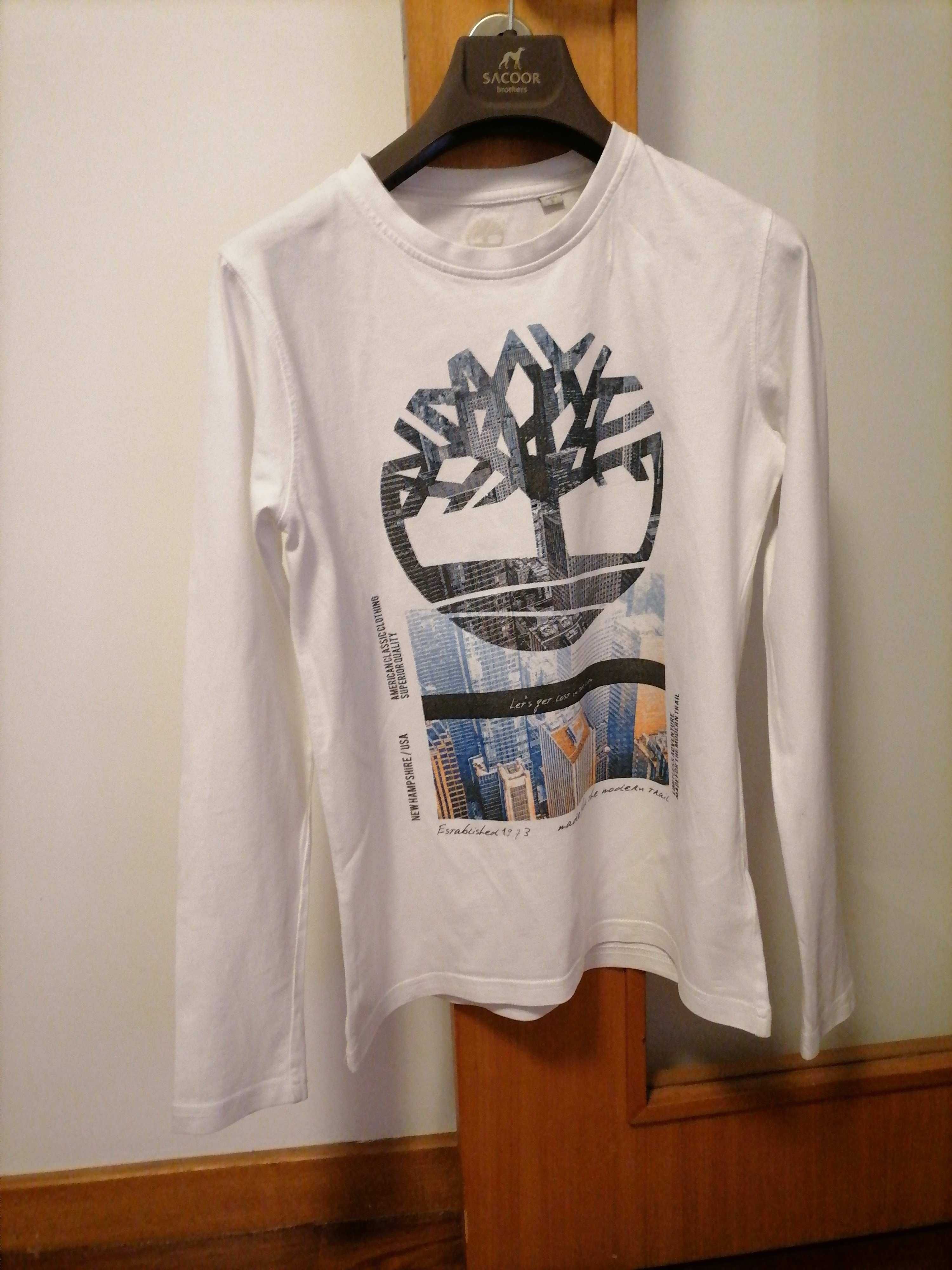 T-shirt manga comprida, marca Timberland, tamanho 14 anos.