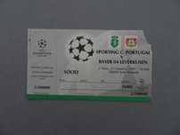 Bilhete futebol Sporting Bayer Leverkusen Champions League out 1997