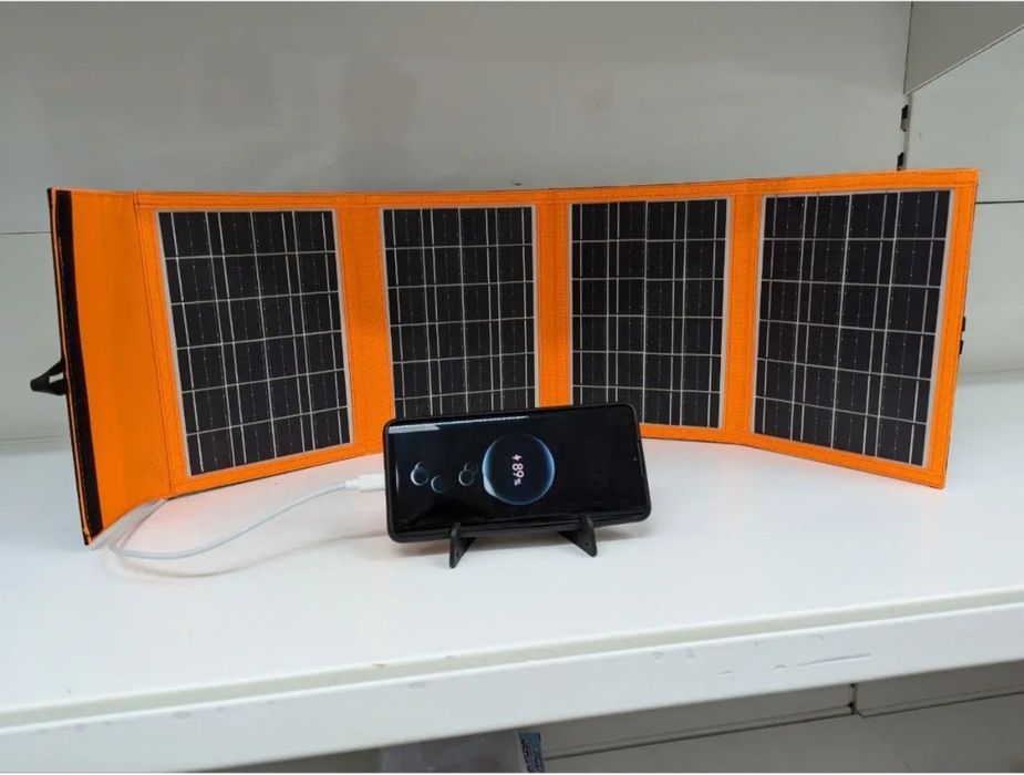 Солнечная панель 20W 5V складная GD-ZD0620 22*18-75см 2 порта USB