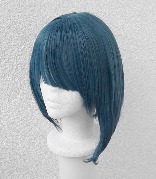 Xingqiu Genshin Impact turkusowa niebieska krótka peruka cosplay wig