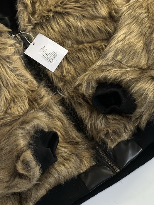 Бомбер двосторонній дутий чорний кожаний мех з мехом archive opium MA1