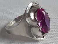 Перстень серебро 875 пробы, камень, позолота