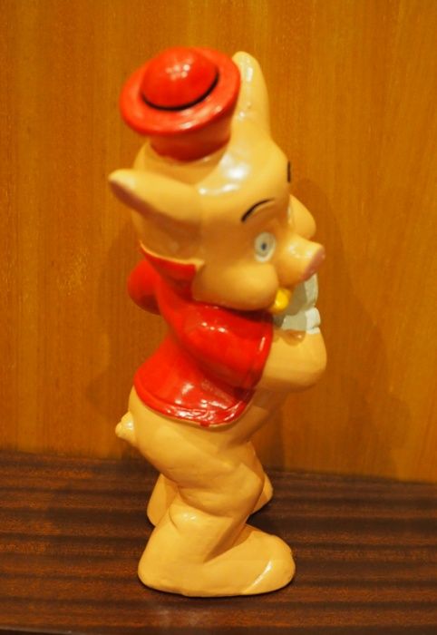 Antigas Figuras em Louça do Lobo Mau e 2 dos 3 Porquinhos 33cm Altura