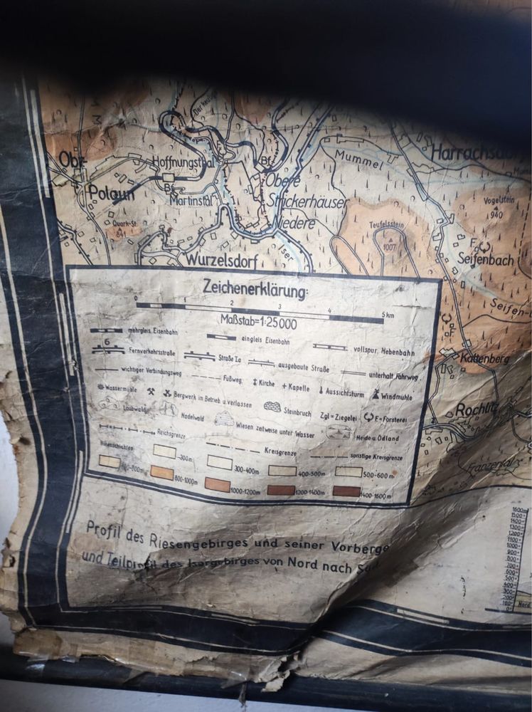Poniemiecka mapa kotliny Jeleniogórskiej.
