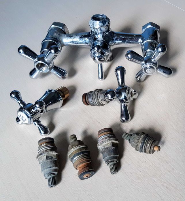 Смеситель для душа, кран вентильный, ручки крест, донный клапан Италия