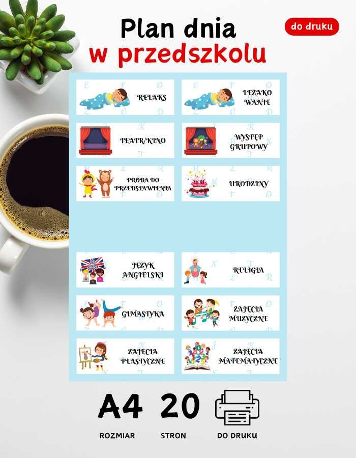 Plan dnia w przedszkolu A3 do druku