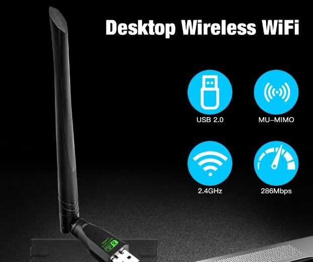 Karta sieciowa WiFi -USB- prędkość transmisji 286 Mbps - NOWA - 2szt