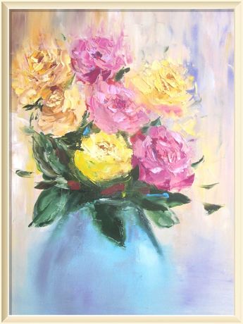 Картина Ніжні троянди, полотно, олія