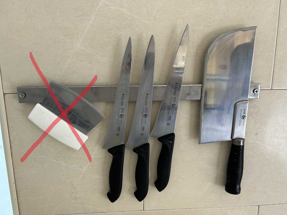 Conj (cutelo ICEL novo, facas e barra magnética) profissional