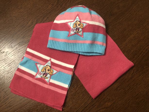 Komplet czapka i szalik na zimę Psi Patrol dla dziewczynki 4-6 lat