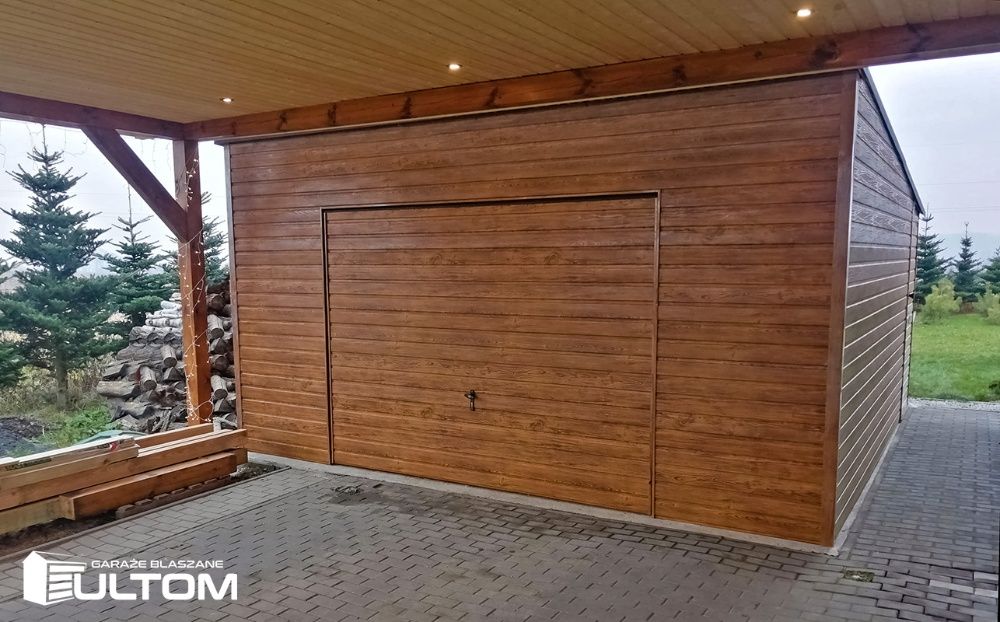Garaż 2x3m schowek blaszany drewnopodobny z bramą uchylną - PRODUCENT