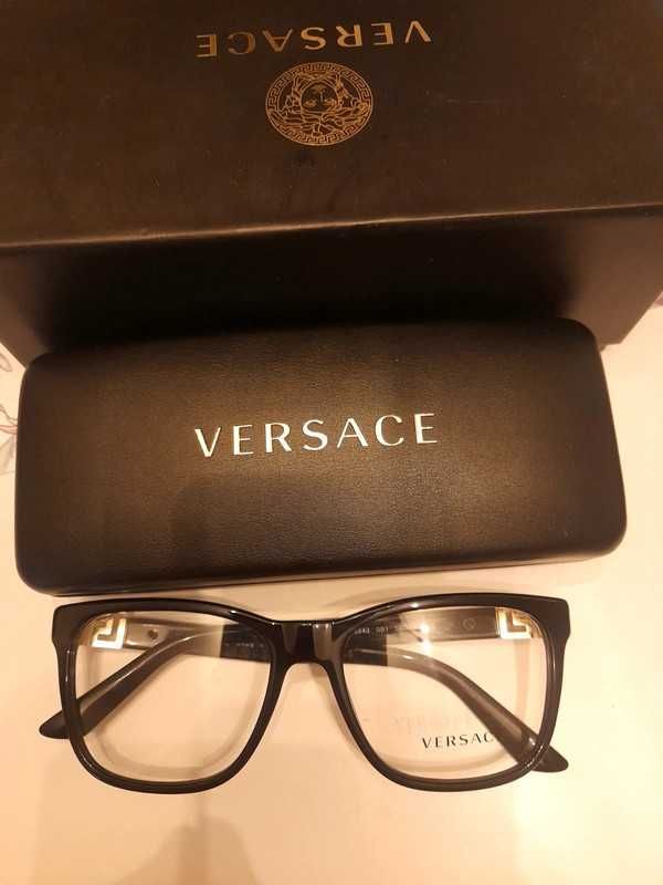 Versace nowe oprawy korekcyjne okulary czarne złote unisex 3243 55